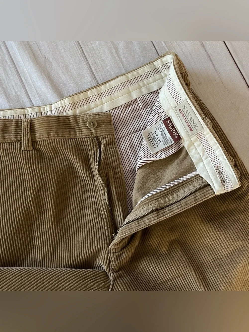 Savane Corduroy Pants Men’s 34x32 Brown Pecan Straight Relaxed Casual Preppy
